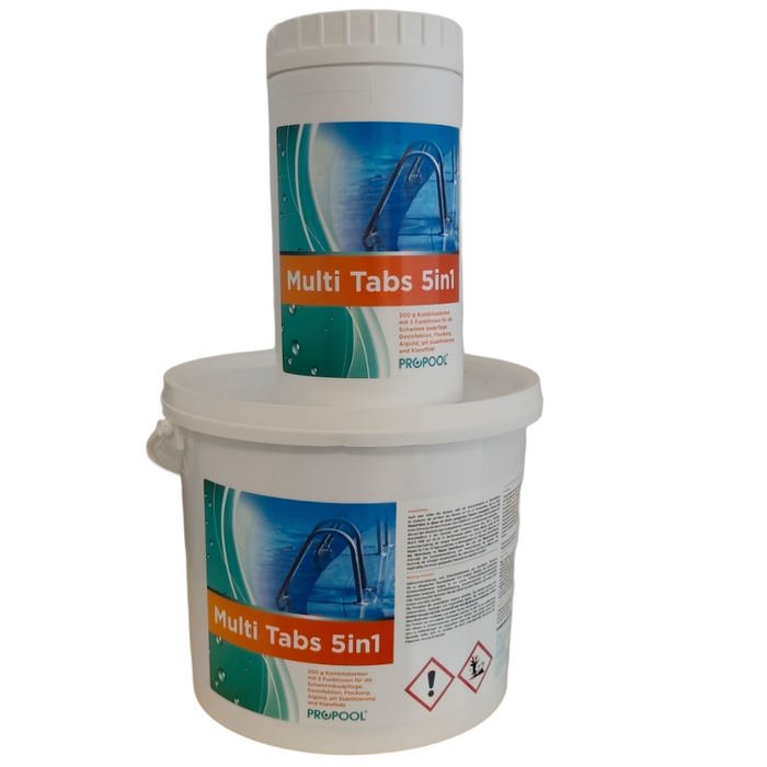 Multi Tabs 5 in 1 💧 für umfassende Poolpflege in einer Tablette 🏊♂️ - 200/500g von PRGPOOL