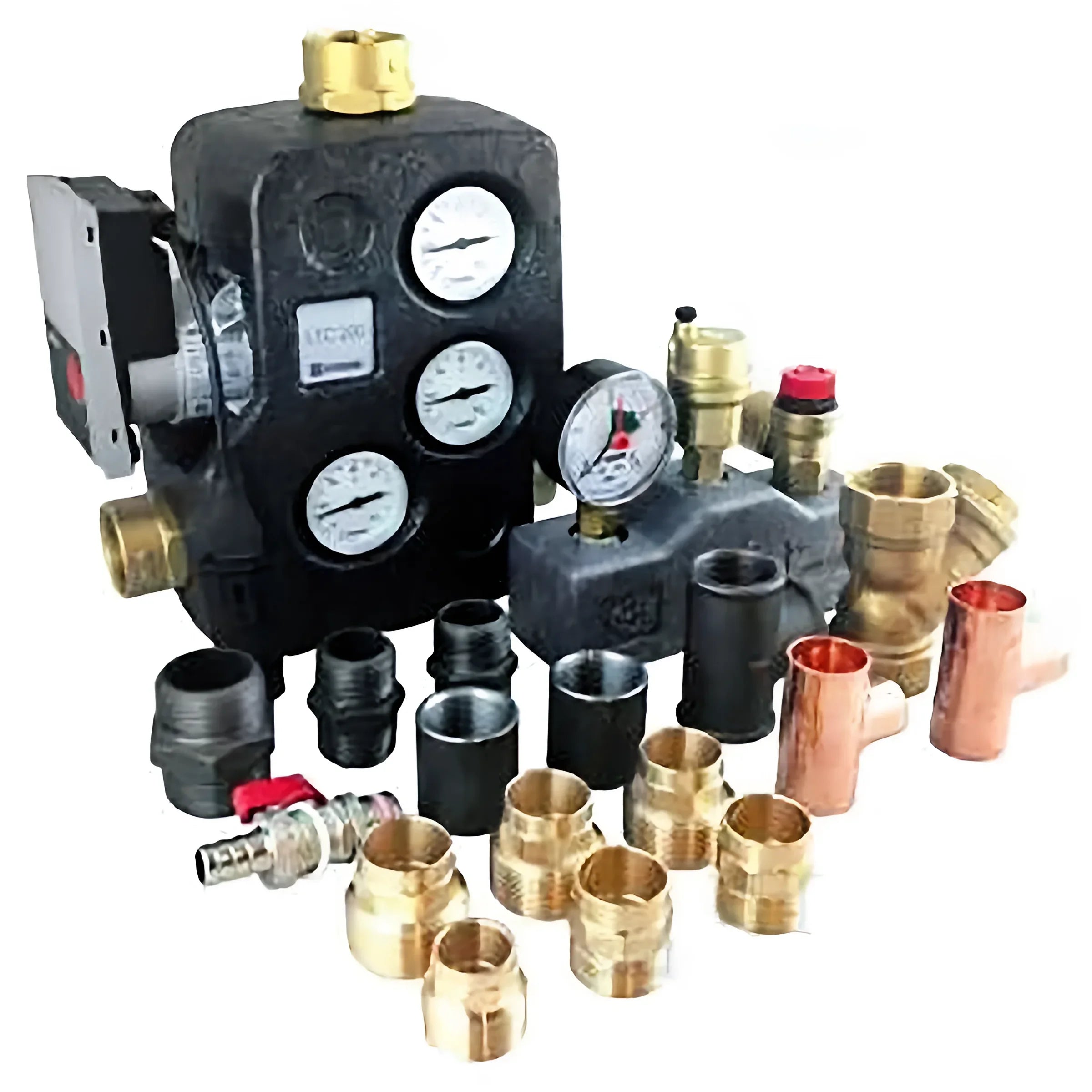 Plumbing components and manifold für Anschlussset Thermoflux Pelling Heizkessel ohne Scheitholzrost mit Messing DN280114S und Doppelnippel