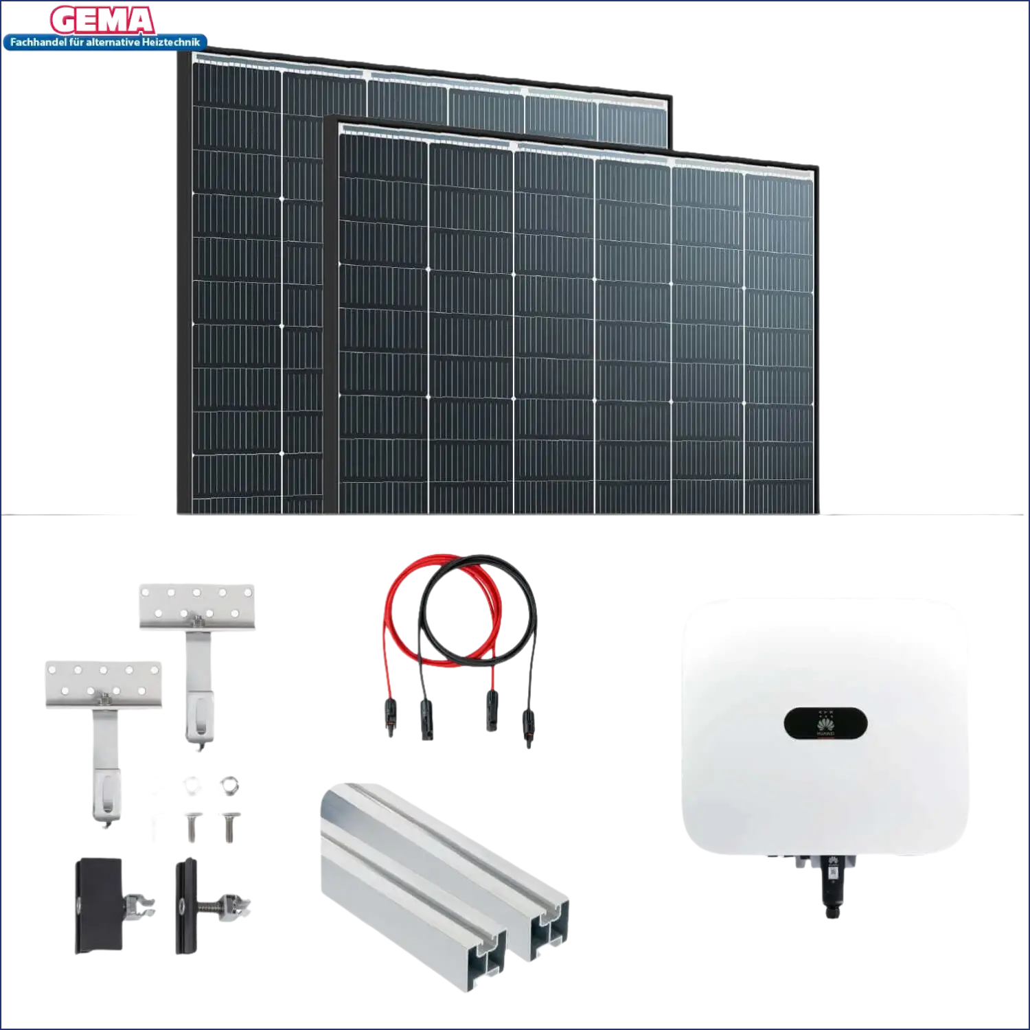 Solarpanel-Installation Kit für Huawei 8kW Komplettpaket mit Vertex S+ Black und Sun2000-8KTL-M1