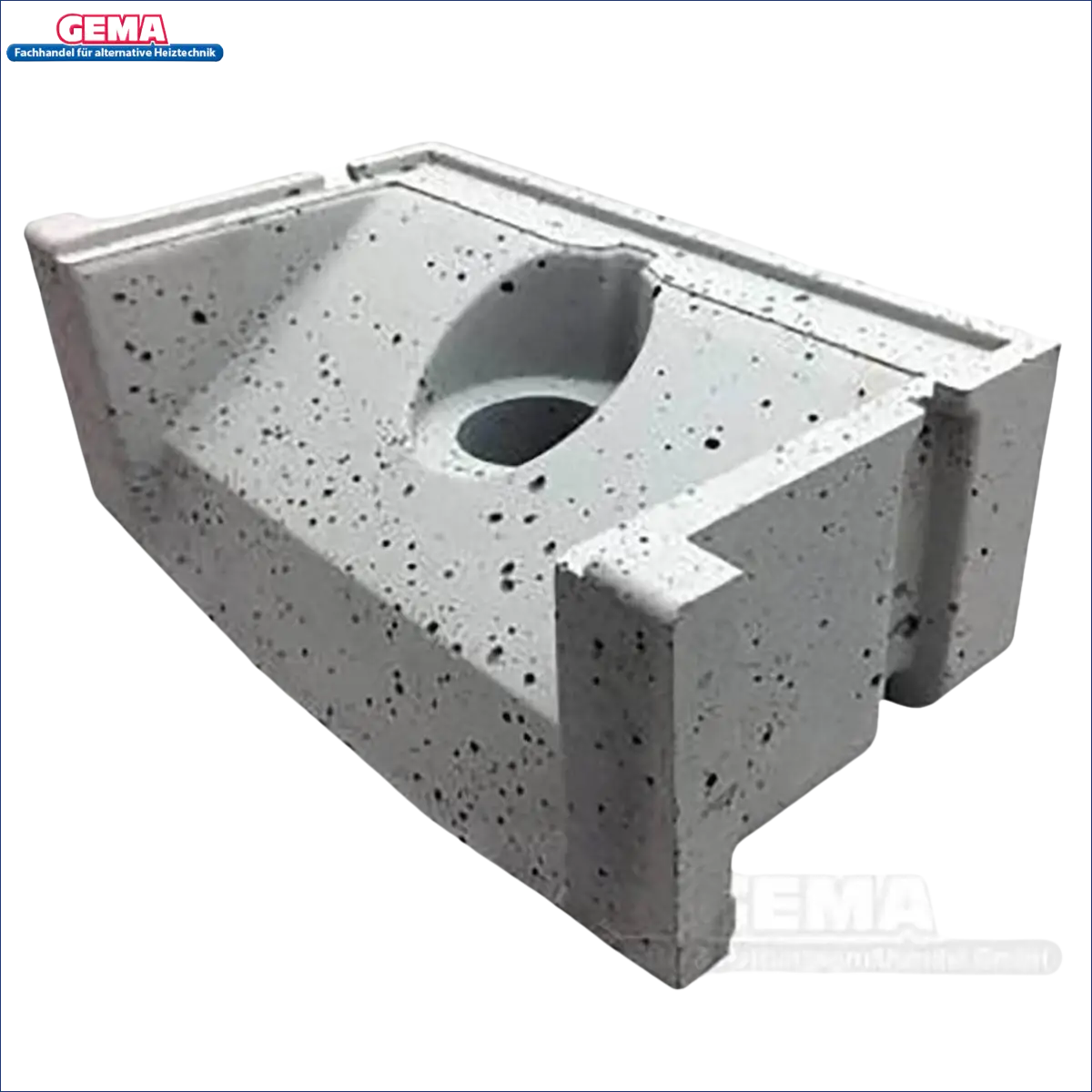 Speckled grau Betonblock mit zentrale Loch für Viadrus U32 Schamottstein unten