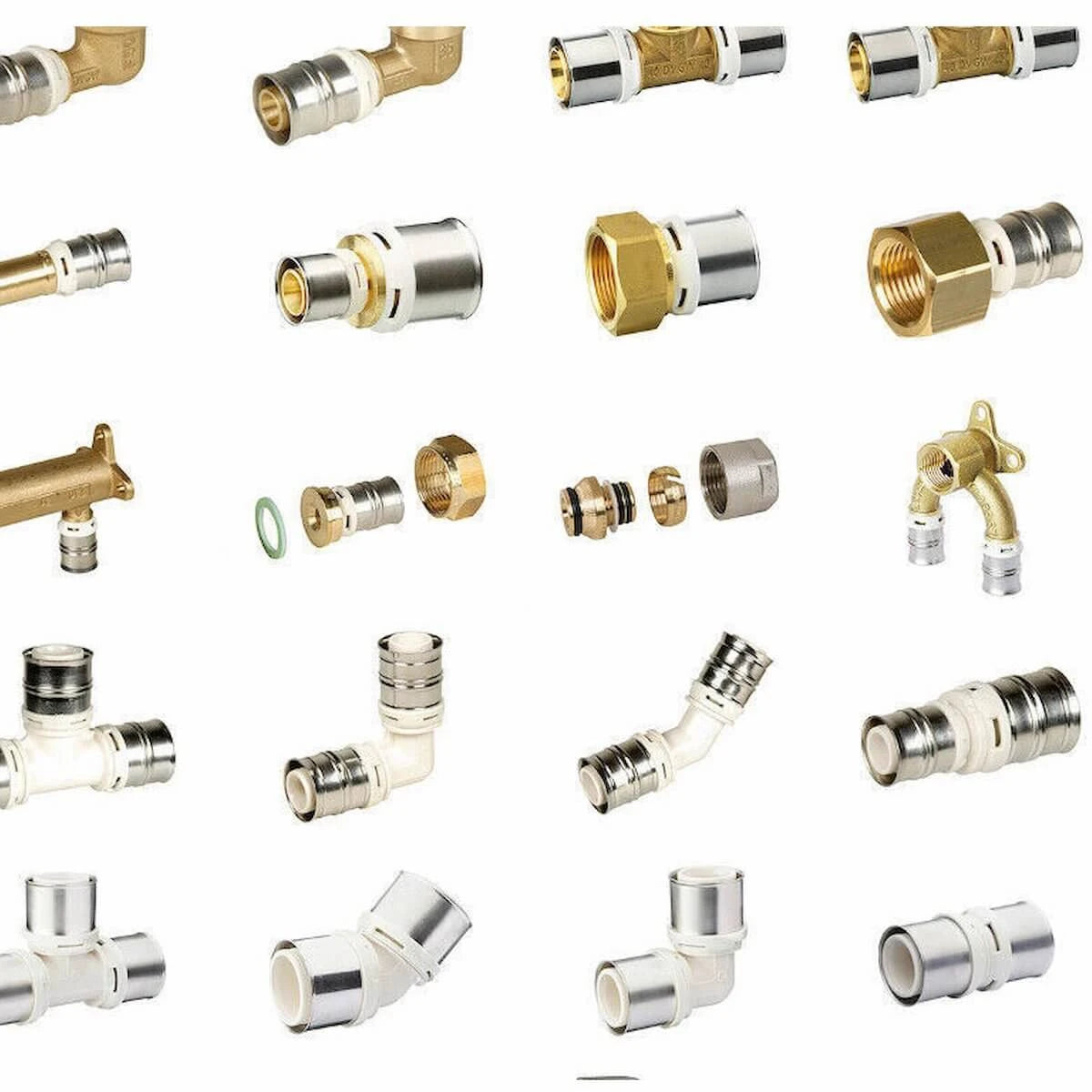 Verschiedene Fittings 🛠️ und Verbundrohre für Rohrinstallationen 🔧, inkl. alpex F50 PROFI und Pressbackenkonturen.
