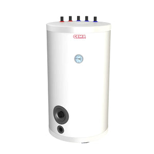 Weiße zylindrische Warmwasserspeicher mit Top-Anschluss, Temperaturanzeige, sichere Warmwassererwärmung