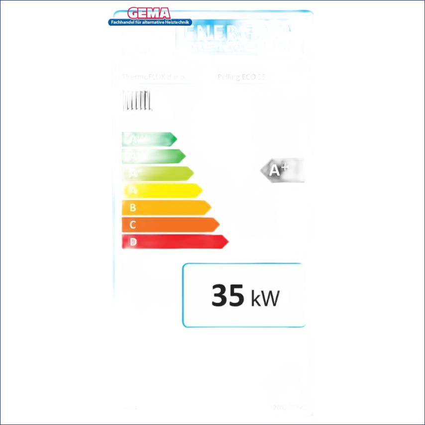 Energieeffizienzlabel für Heizgerät Thermoflux Pelling 35/150 mit Pufferspeicher ohne WT