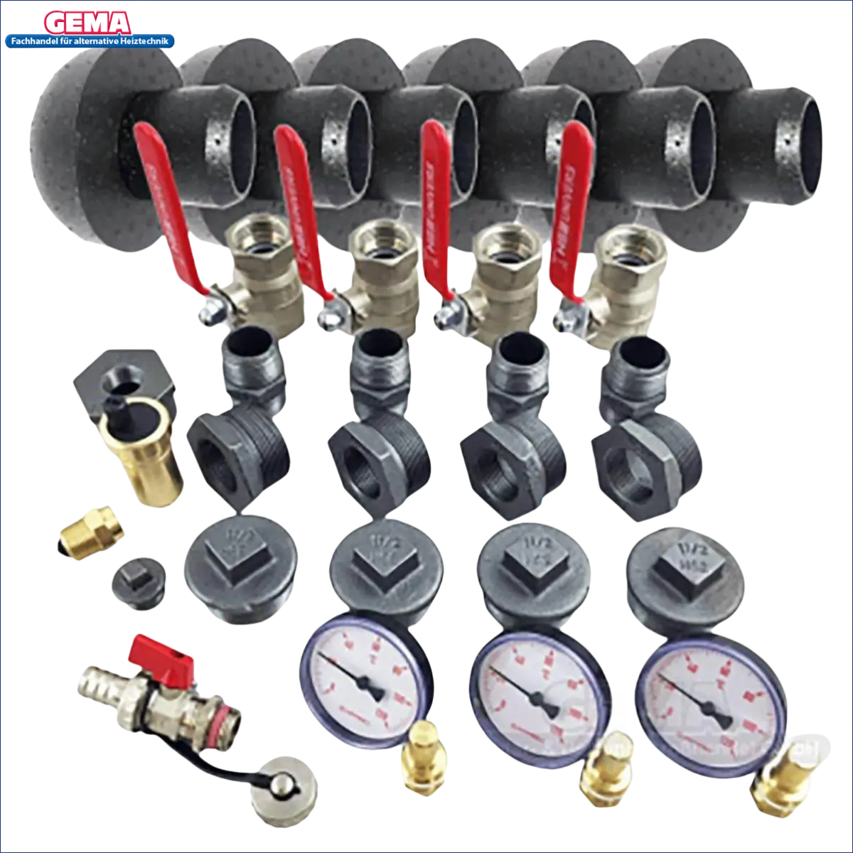 Plumbing manifold mit Ventilen und Anschlüssen für Thermoflux Pelling 35/150 ohne WT