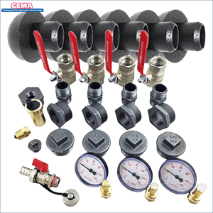 Plumbing manifold mit Ventilen und Anschlüssen für Thermoflux Pelling 35/150 ohne WT