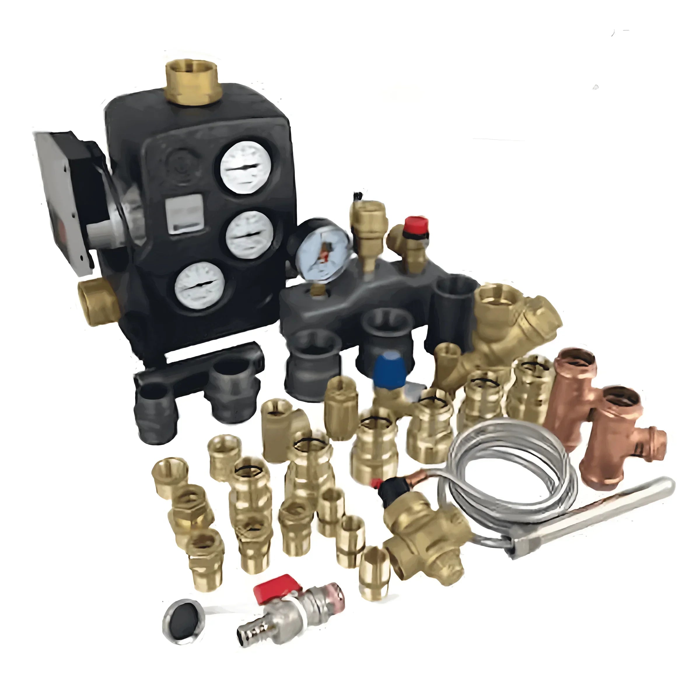 Plumbing and heating components in Anschlusspaket Atmos GS mit Profipress Rotguß and Reduzierstück Schwarz
