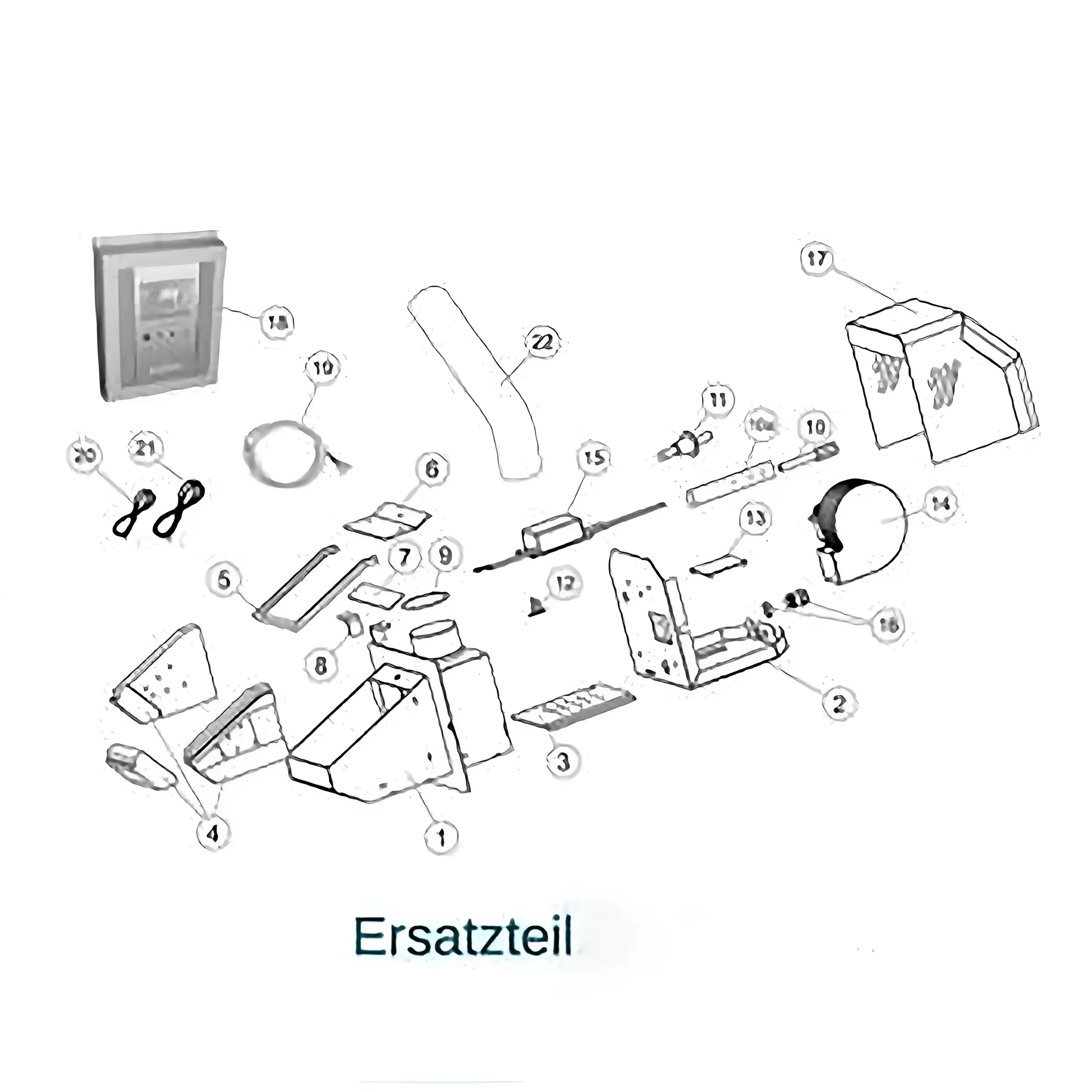 Explodierte Diagramm der Maschinen parts für HTH Glühzünder, kompatibel mit ecofire e+scotte