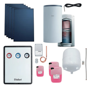 Solarthermie-Systemkomponenten für Vaillant Solarpaket, inklusive Aurotherm Flachkollektoren und Solarstation VMS