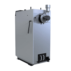 Silberner industrieller Boiler im Produkt Defro Optima HG Holzvergaserkessel 32 kW