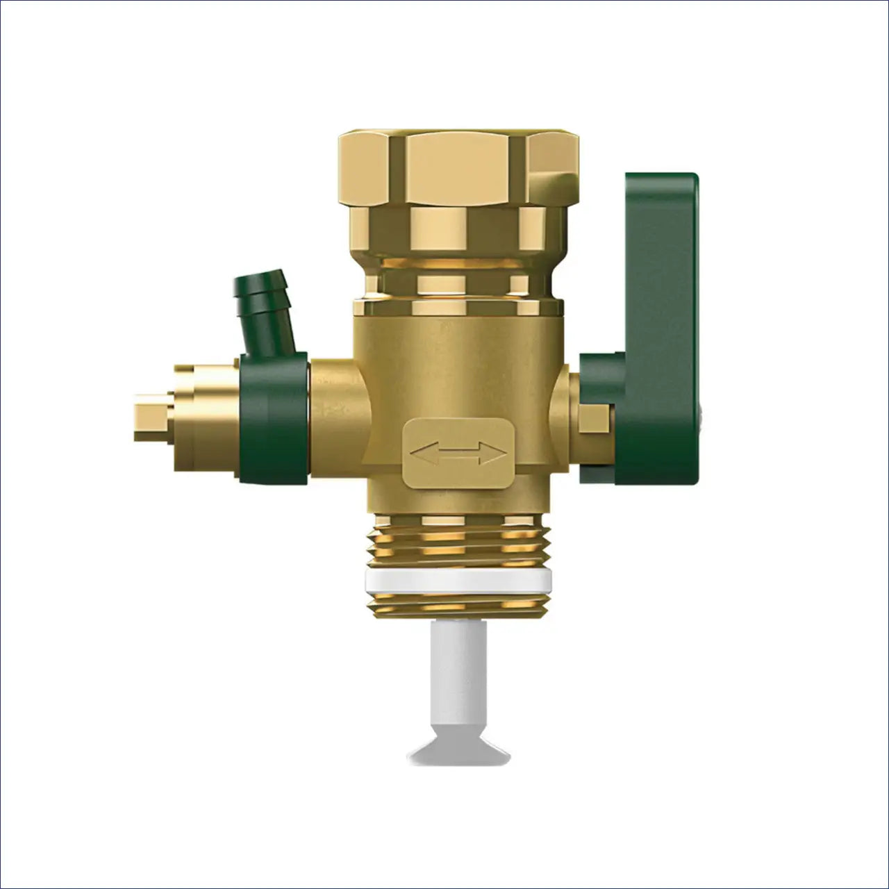 Brassene Plumbing-Ventil mit grünen Akzenten für Wassersysteme, Flowjet ¾ Zoll