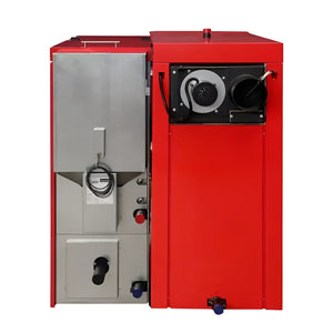Rotes und silbernes Heizsystem Thermoflux PID mit großer Brennkammer, perfekte Kombination