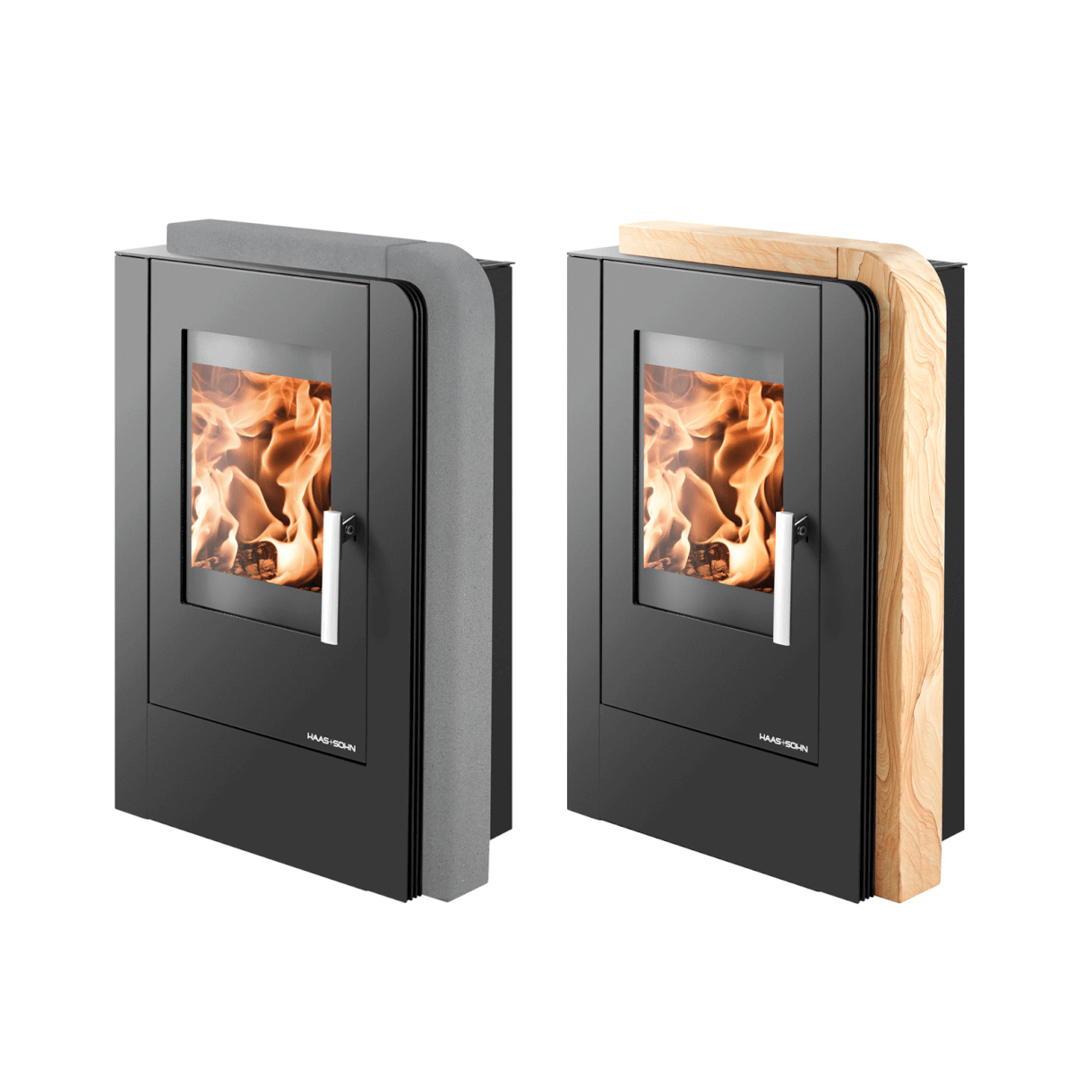 Kaminofen Aruba Easy von Haas + Sohn 6 kW, elegant in Woodstone und Quarzit Grau,🔥 stilvolles Design für Ihr Zuhause!
