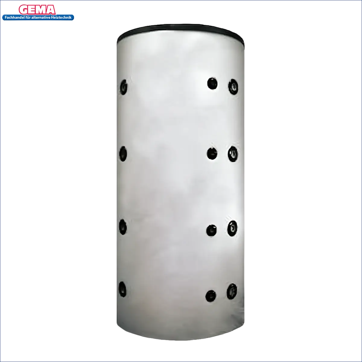 Cylindrischer weißer Wassertank mit schwarzen Anschlüssen für Thermoflux Pelling 35/150