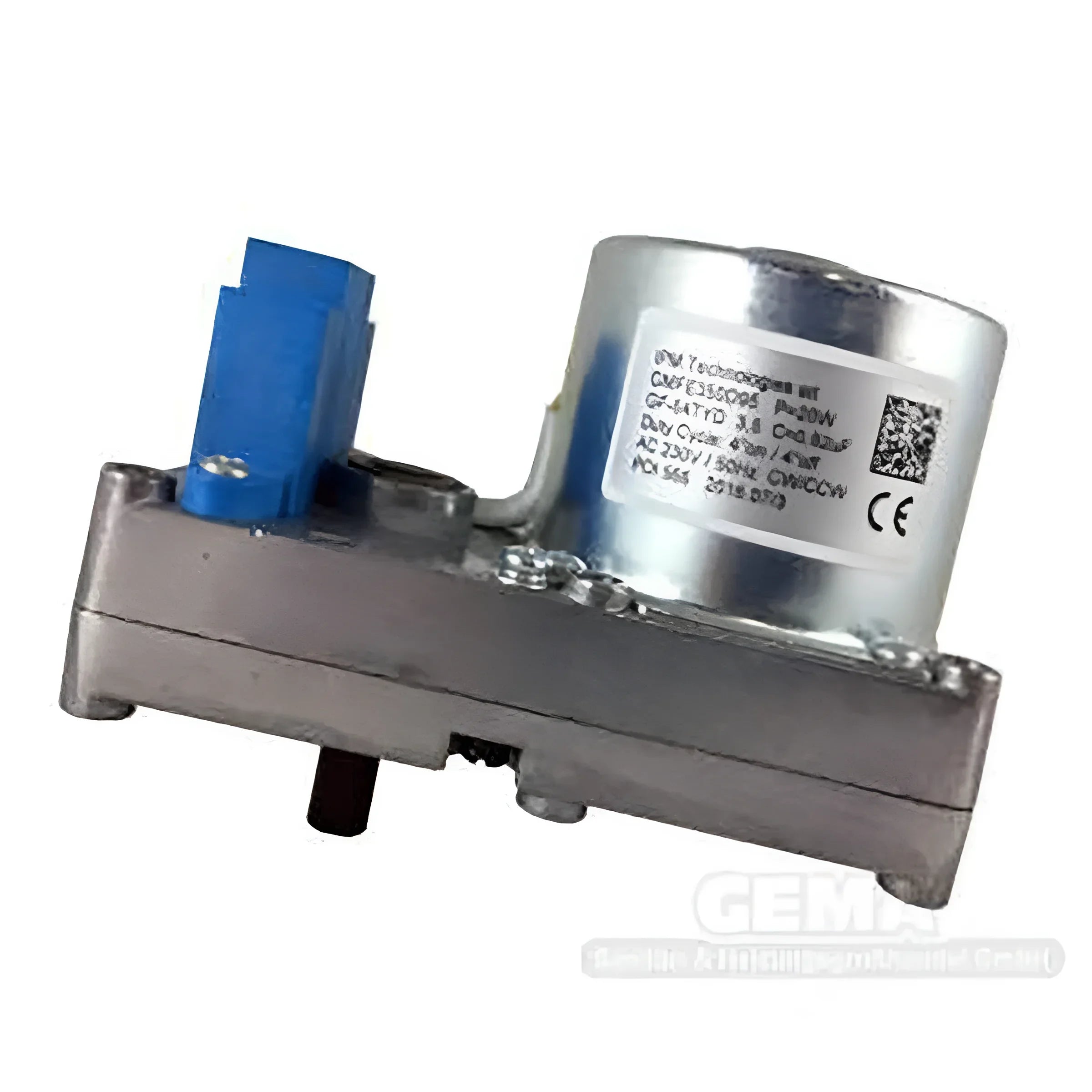 Silberner und grauer Schneckenmotor mit blauer Verbindung für Thermoflux Pelling Eco