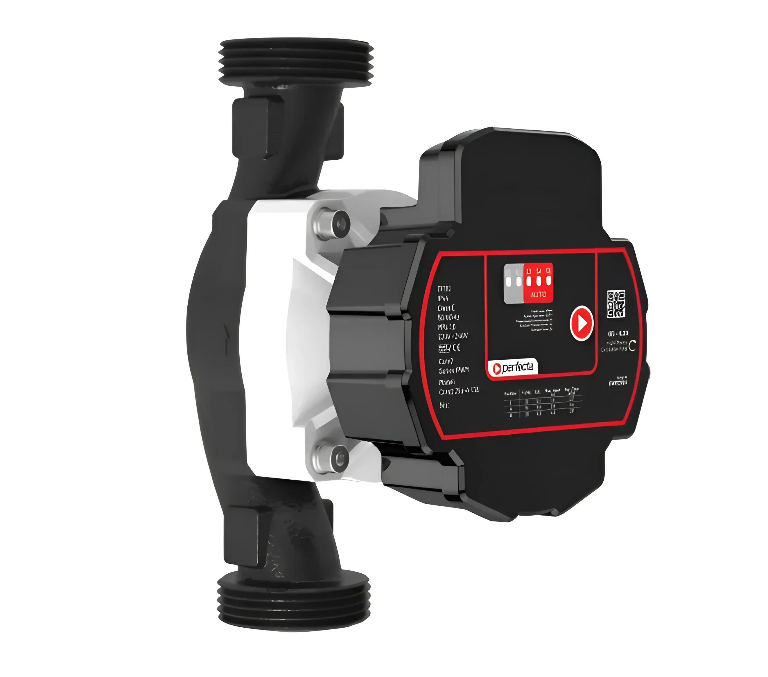 Schwarz-weiße Circulationspumpe Solarpumpe perfecta core2 15u-8-130 mit 1px solid Gewinde