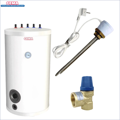 Weißer Brauchwasserspeicher 150 L mit Incoloy 825 Heizstab und Zubehör