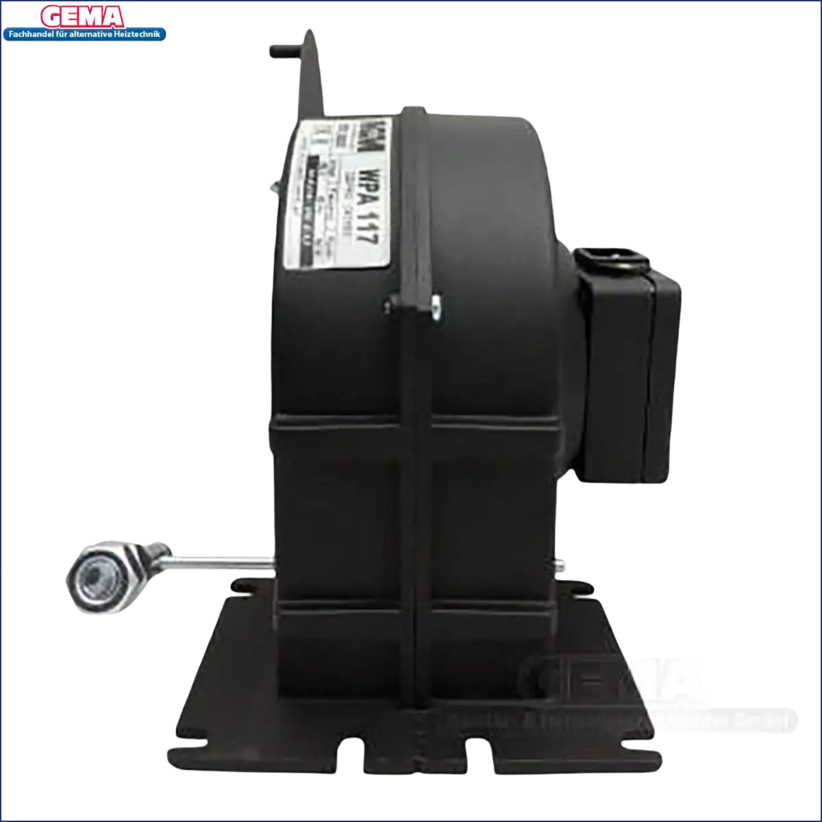 Schwarzer Gebläsemotor für WPA 117 Defro 3,9 kW Festbrennstoffkessel
