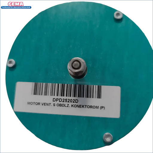 Rundes tealfarbendes Gebläsemotor-Komponenten mit Zentralanschluss und Barcode-Label