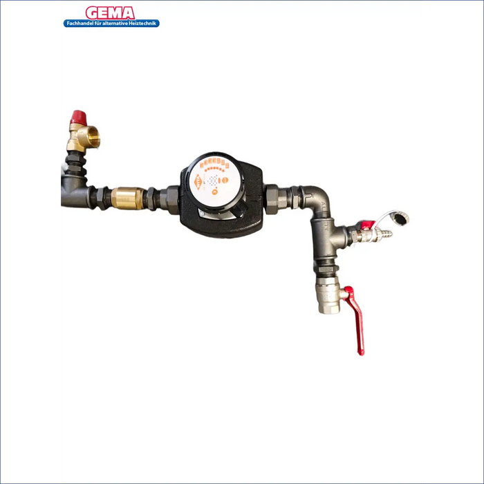 Detailansicht des Gema Anschlusspakets 🔧 für Heizmodul mit Hocheffizienzpumpe und Messgerät, ideal zur Integration 🔥.