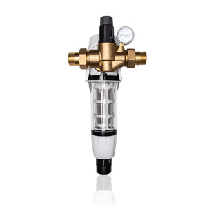 Hauswasserfilter Rückspülfilter AQMOS 1 Zoll mit Druckminderer und Manometer - GEMA Shop