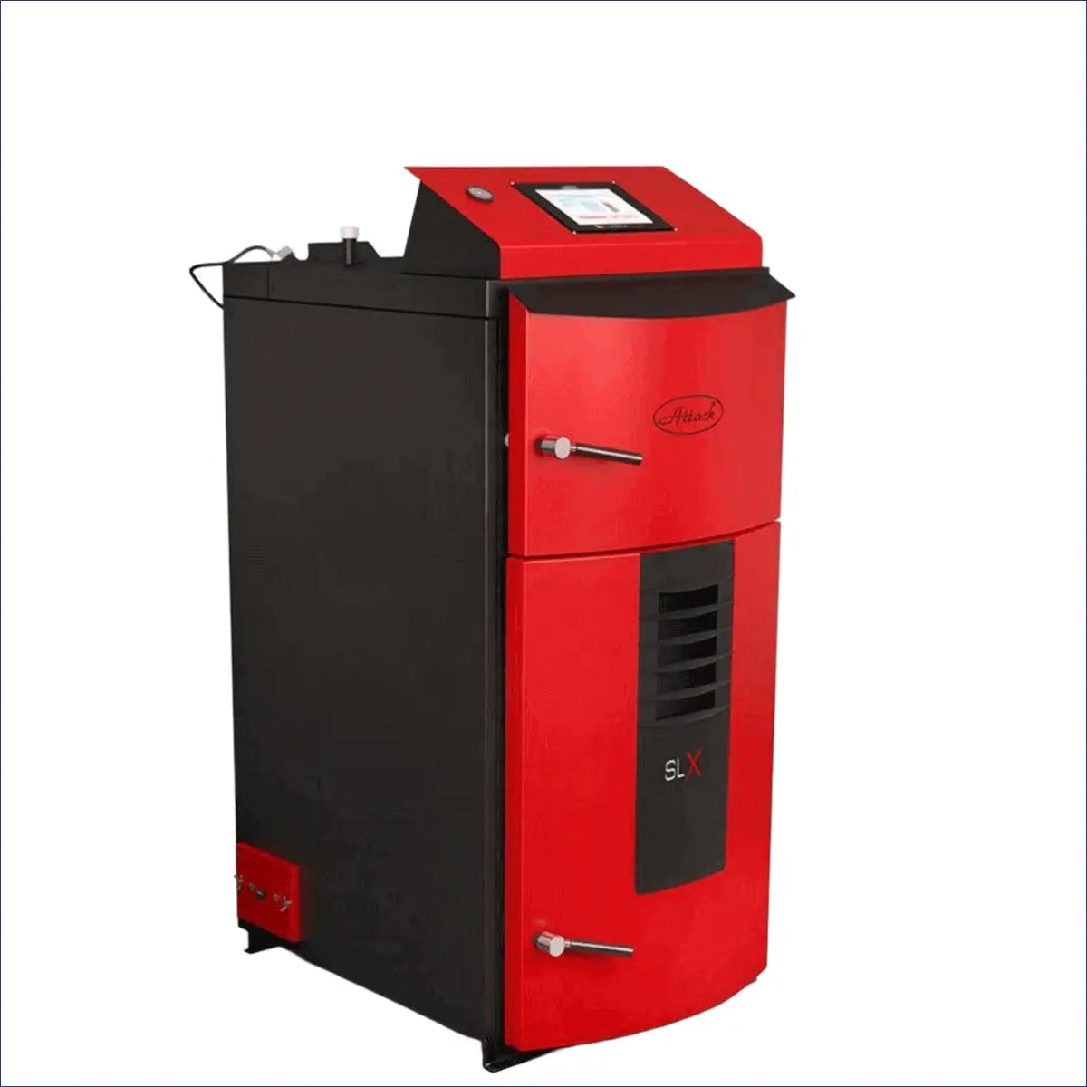 Roter und schwarzer Heizkessel für den Holzvergaser Attack SLX Lambda Touch 35 kW