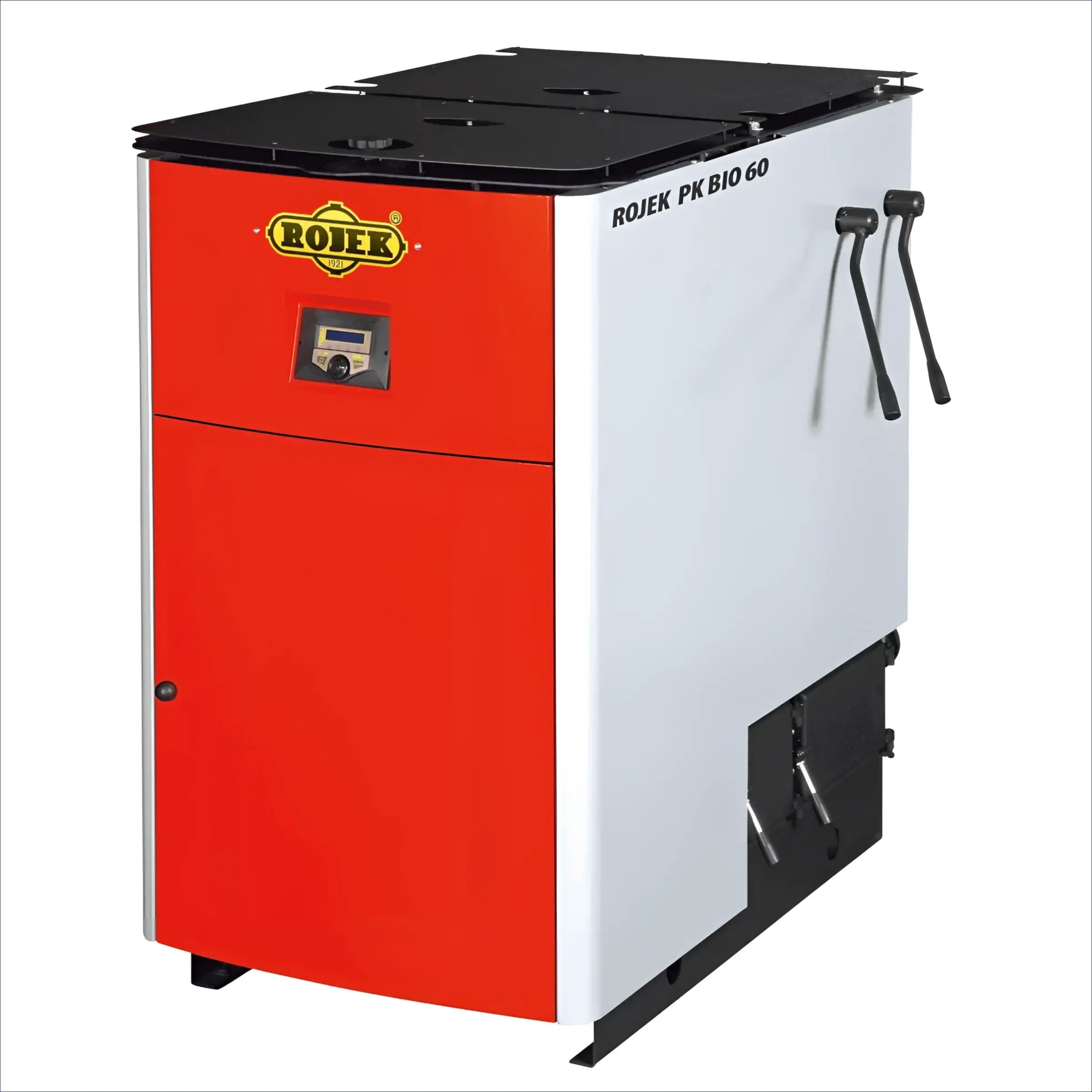 Rot-weißer Heizkessel Holzvergaser ROJEK PK BIO 60 kW im Produktbild