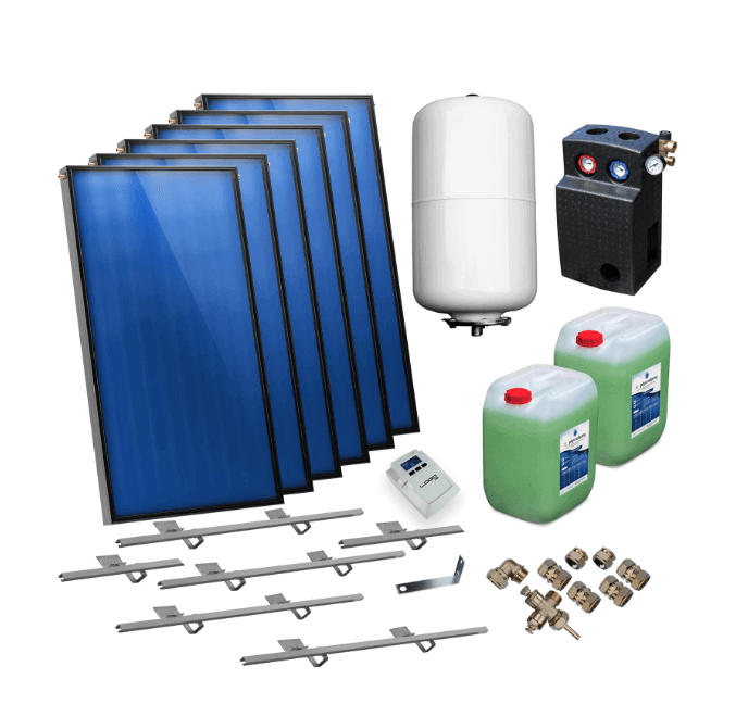 Solarpaket Flachkollektoren AMX2.51 15.18 m² für Schrägdach - GEMA Shop