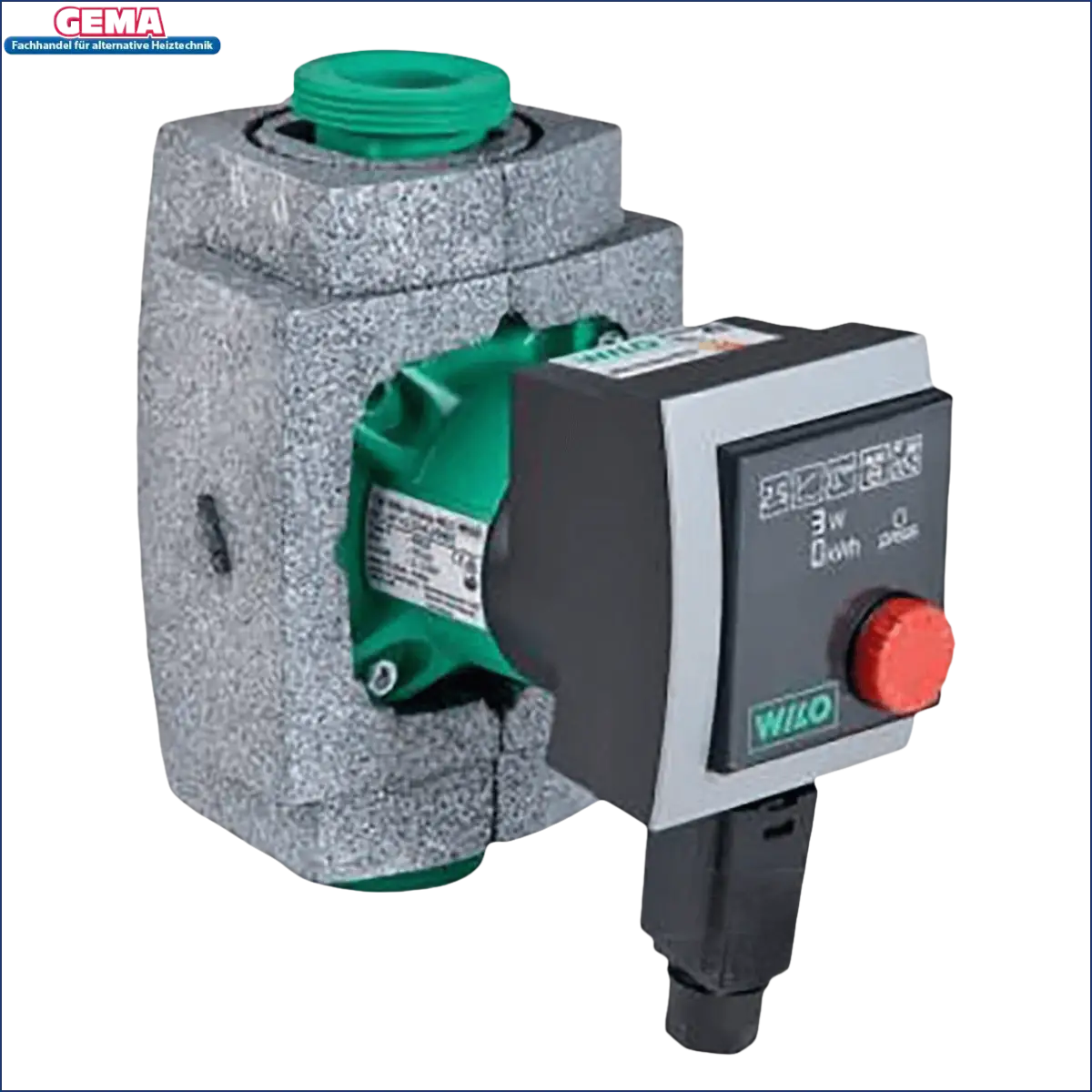 Isolierte grüne und graue Wasserumwälzpumpe Wilo Stratos Pico DN 25 bei 180 mm