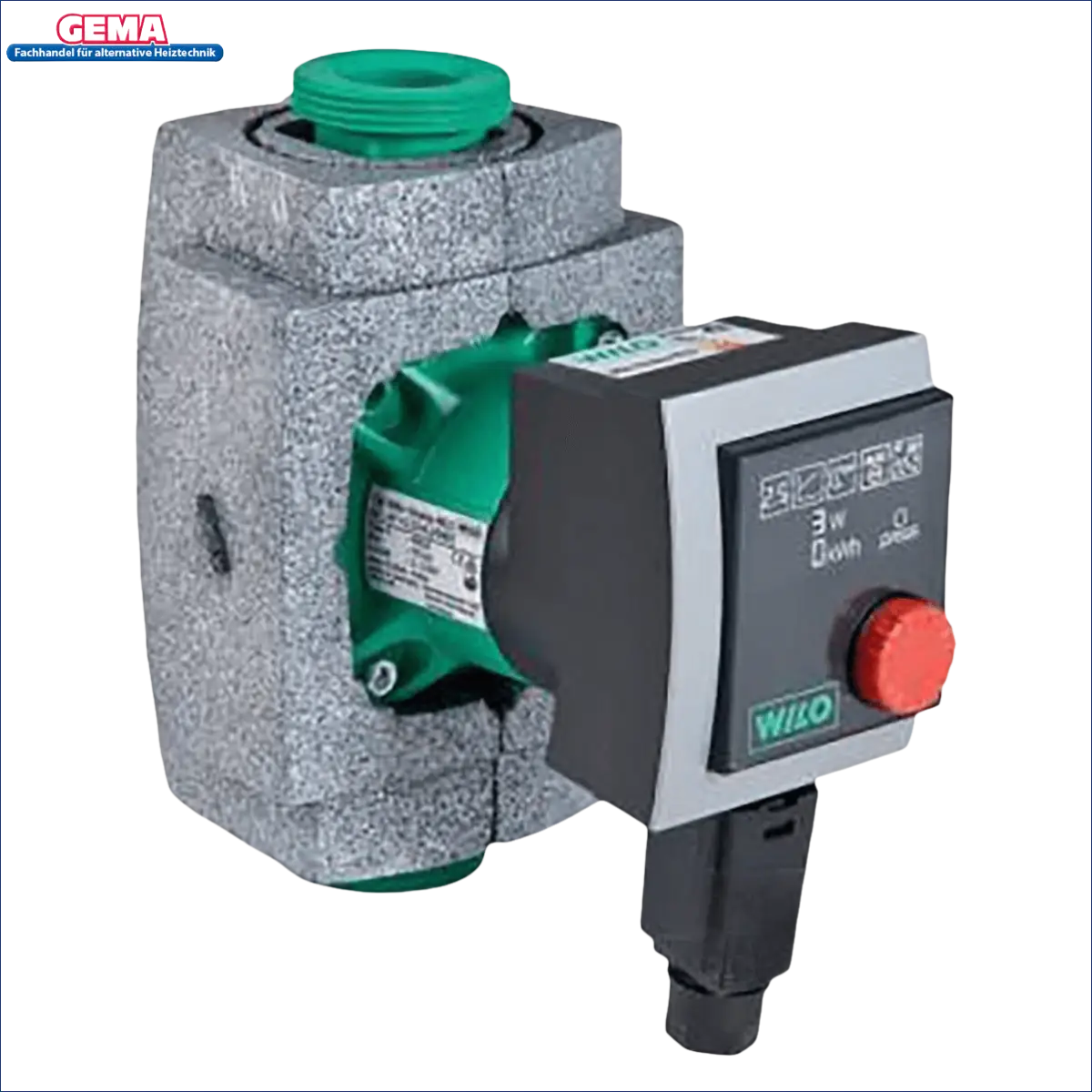 Isolierte grüne und graue Wasserumwälzpumpe Wilo Stratos Pico DN 25 bei 180 mm