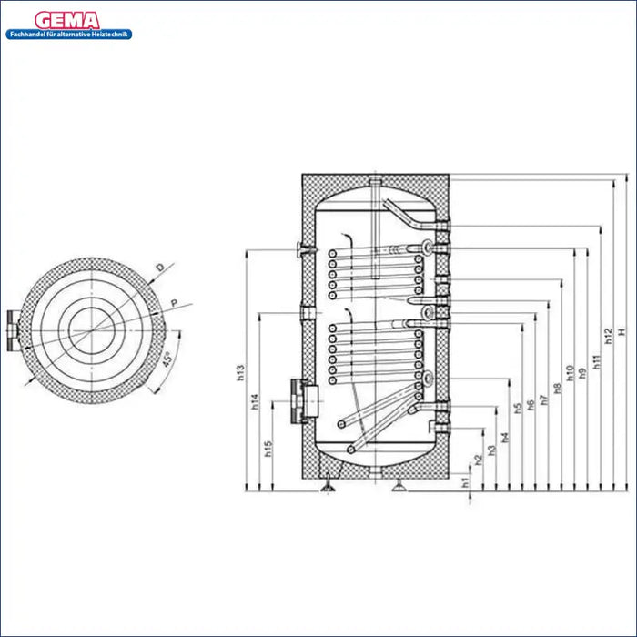 Warmwasserspeicher | Solarspeicher | Pufferspeicher | Sunex Fish 2 mit 2 WT - GEMA Shop