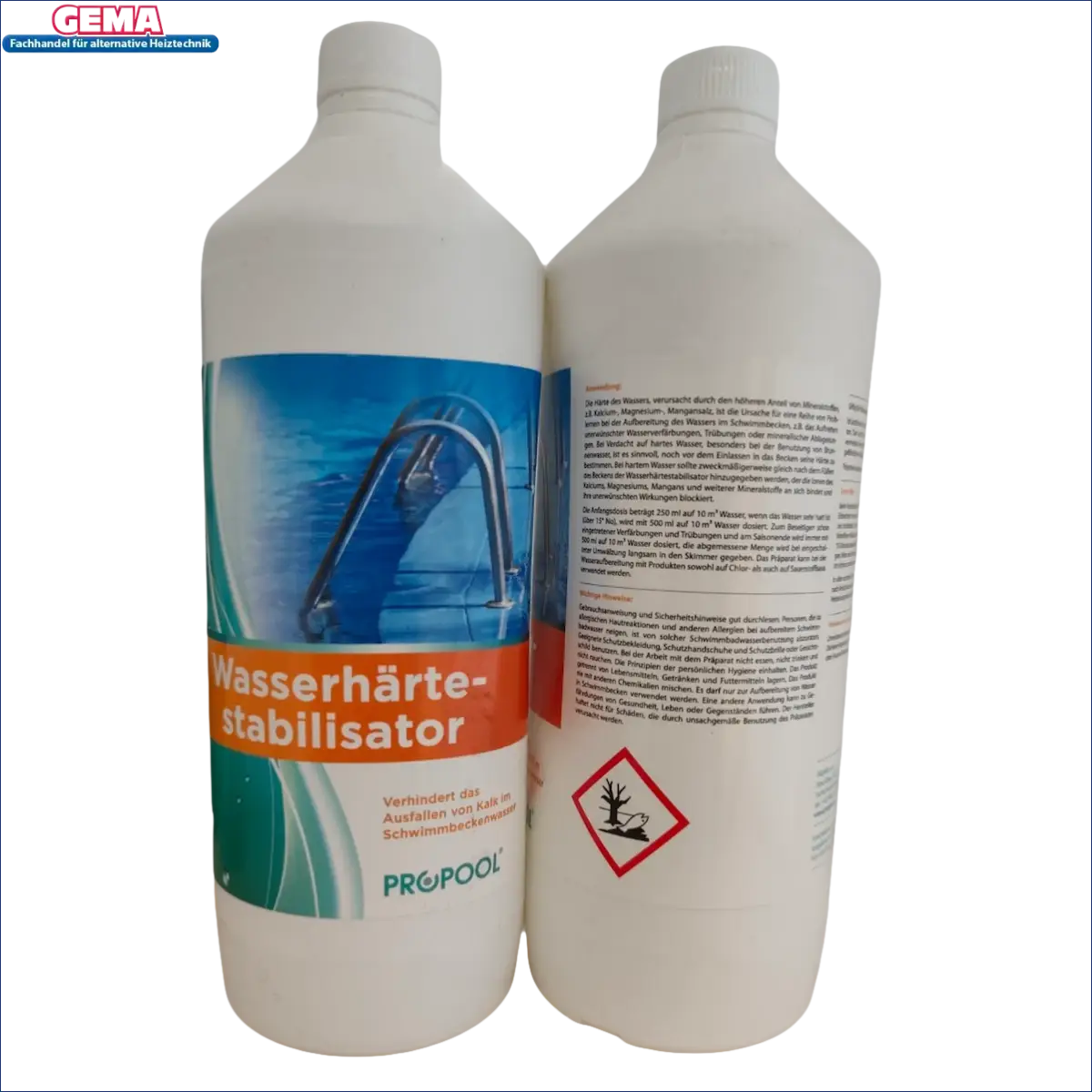 Zwei Flaschen Wasserhärtestabilisator Produkt für poolwasser Präparat zur Wasserpflege